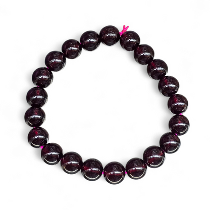 Deep Fire: Natural Garnet Bead Bracelet (8mm Beads · 15cm)