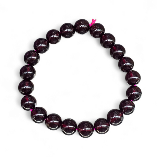 Deep Fire: Natural Garnet Bead Bracelet (8mm Beads · 15cm)