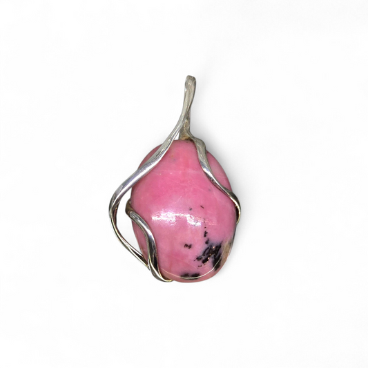 The Rosy Anchor: Organic Rhodonite "Rescue" Pendant (Sterling Silver 925)