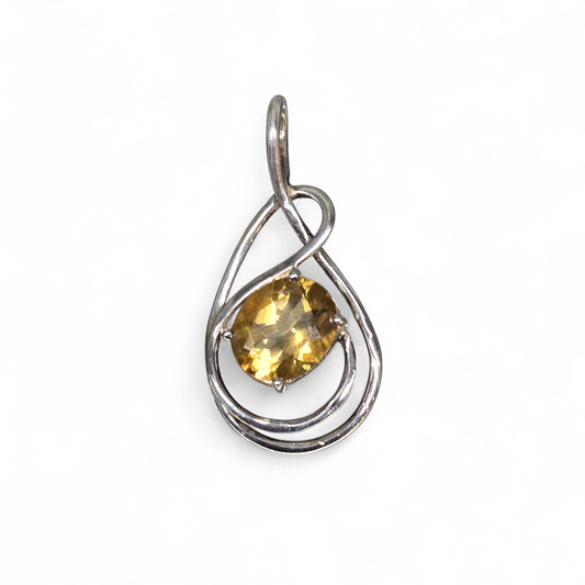 The Golden Infinity: Citrine "Flow" Pendant (Sterling Silver 925)