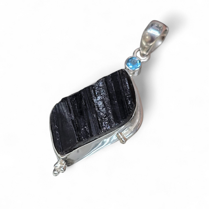 Black Tourmaline Pendant #2 (Sterling Silver 925)
