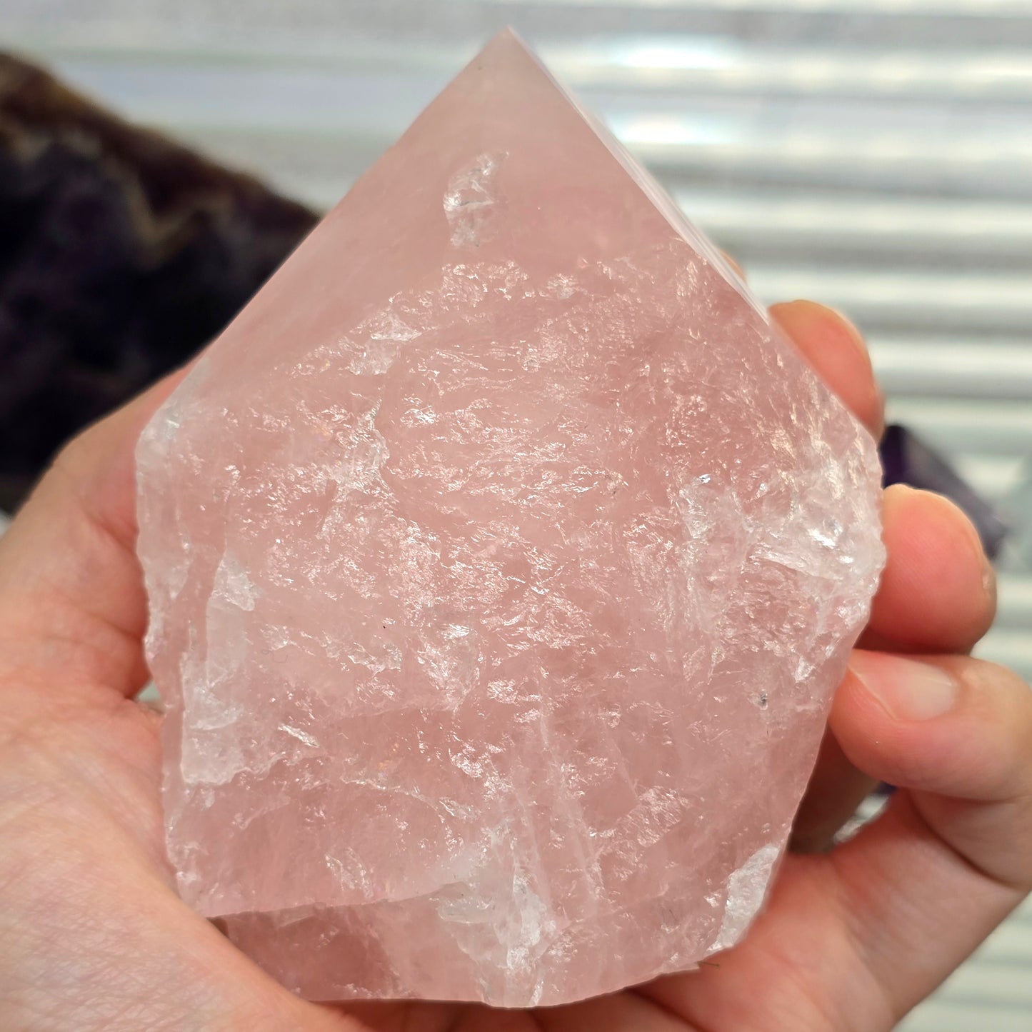 Rose Quartz Point Cut Base #1