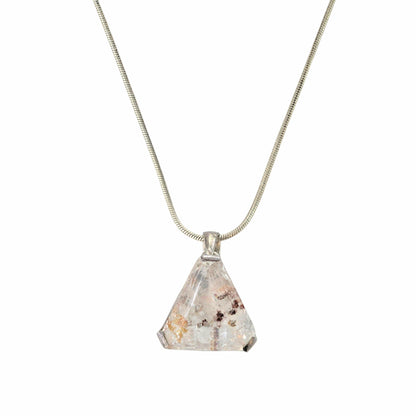 Triangular Quartz Inclusion 925 Sterling Silver Pendant