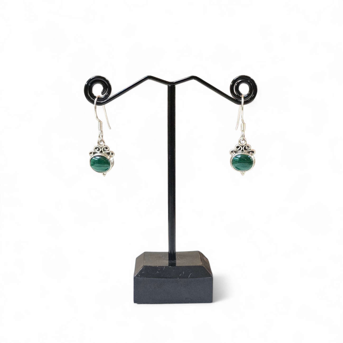 Malachite Earrings (Sterling Silver 925)