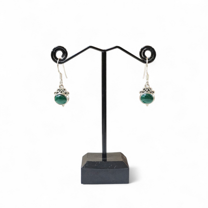 Malachite Earrings (Sterling Silver 925)