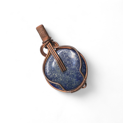 Handmade Copper-Wired Lapis Lazuli Pendant