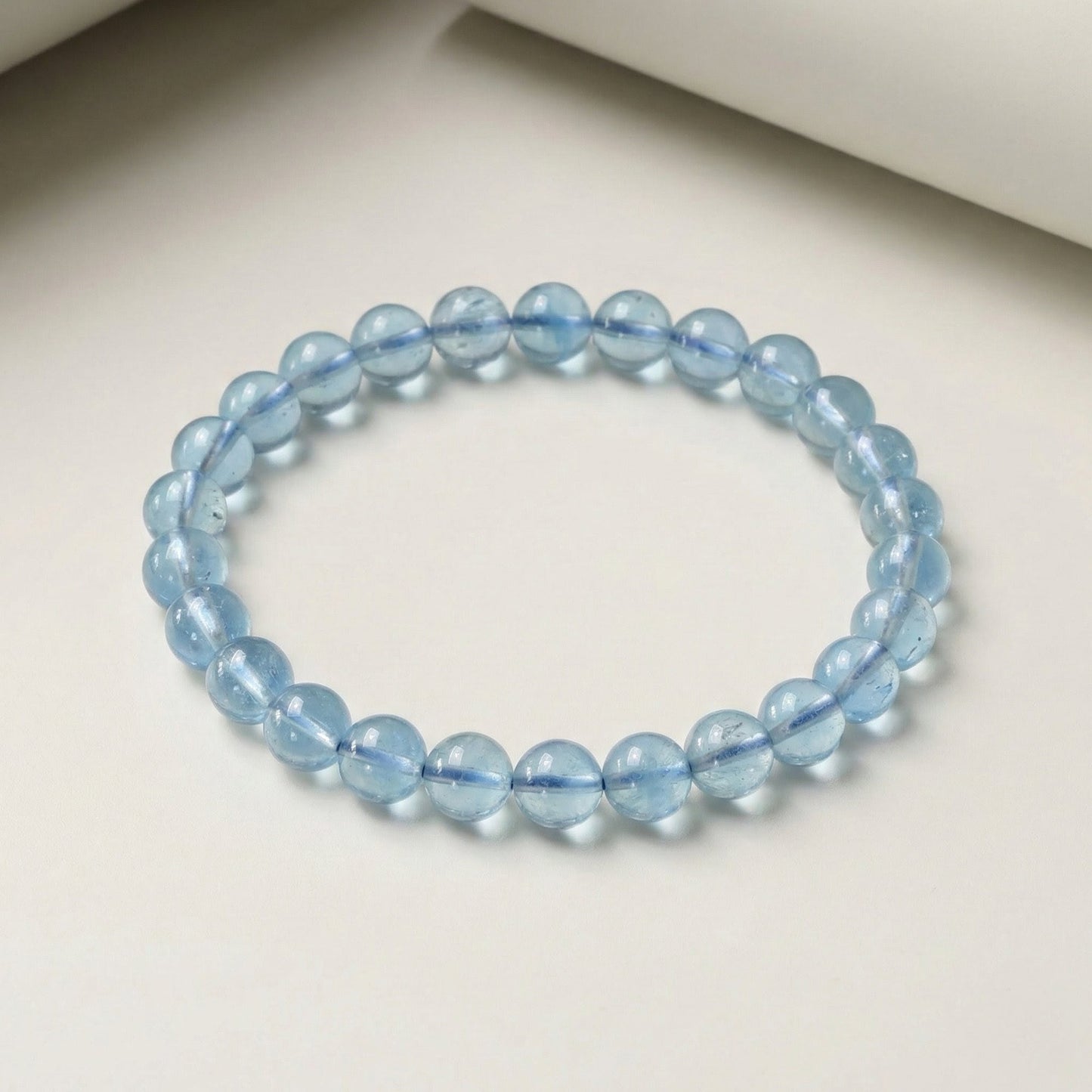 Aquamarine Bracelet (Approx. 6mm Beads · 16cm)