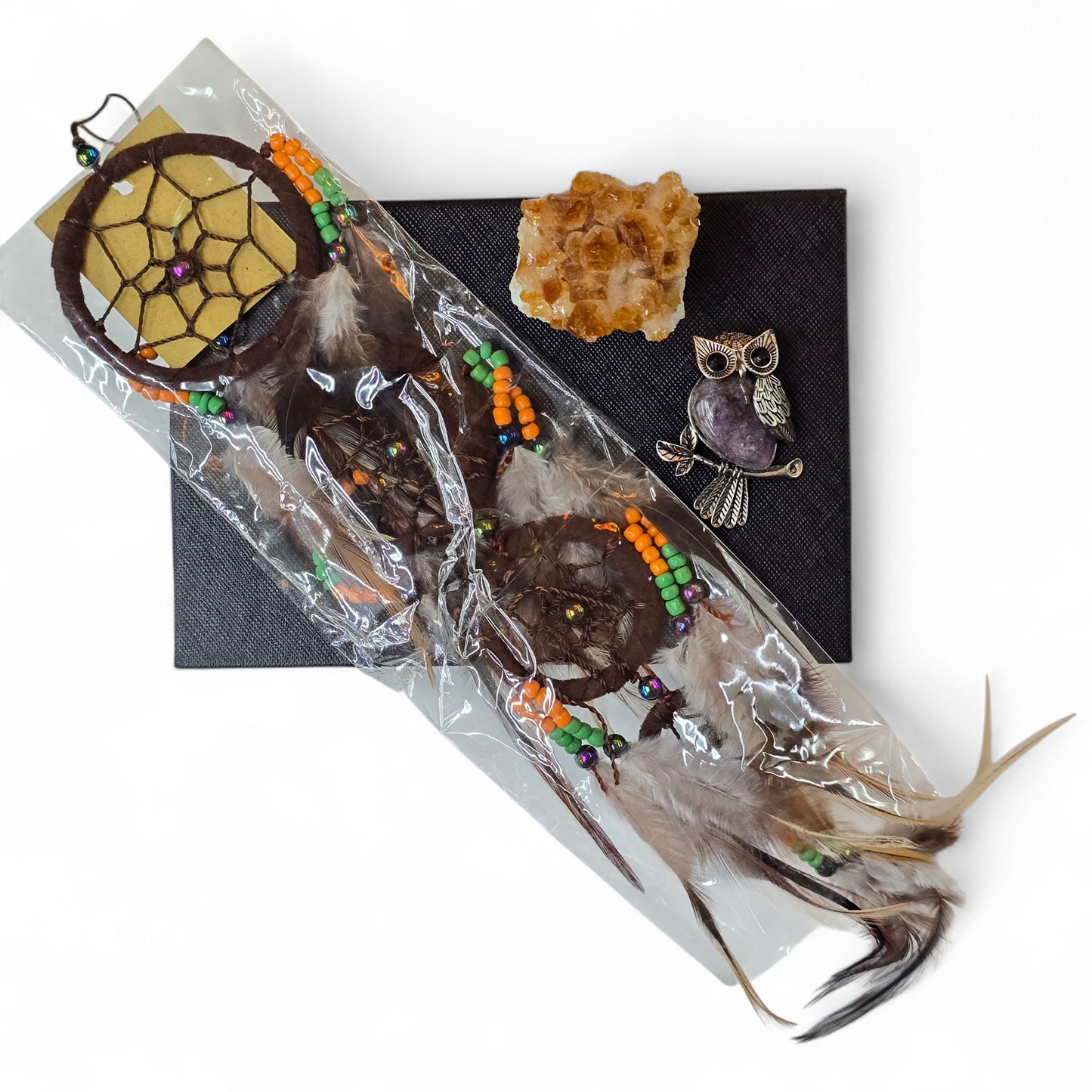 The Earthly Wisdom Gift Box: Citrine, Pendant & Dreamcatcher Set