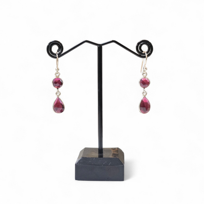 Garnet Earrings (Sterling Silver 925)