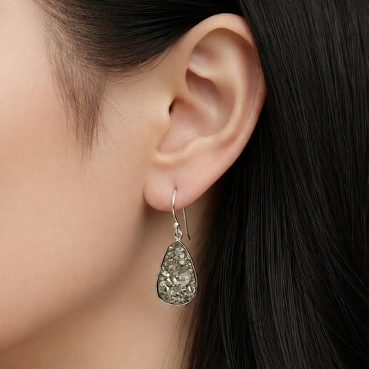 Pyrite Earrings 925 Sterling Silver