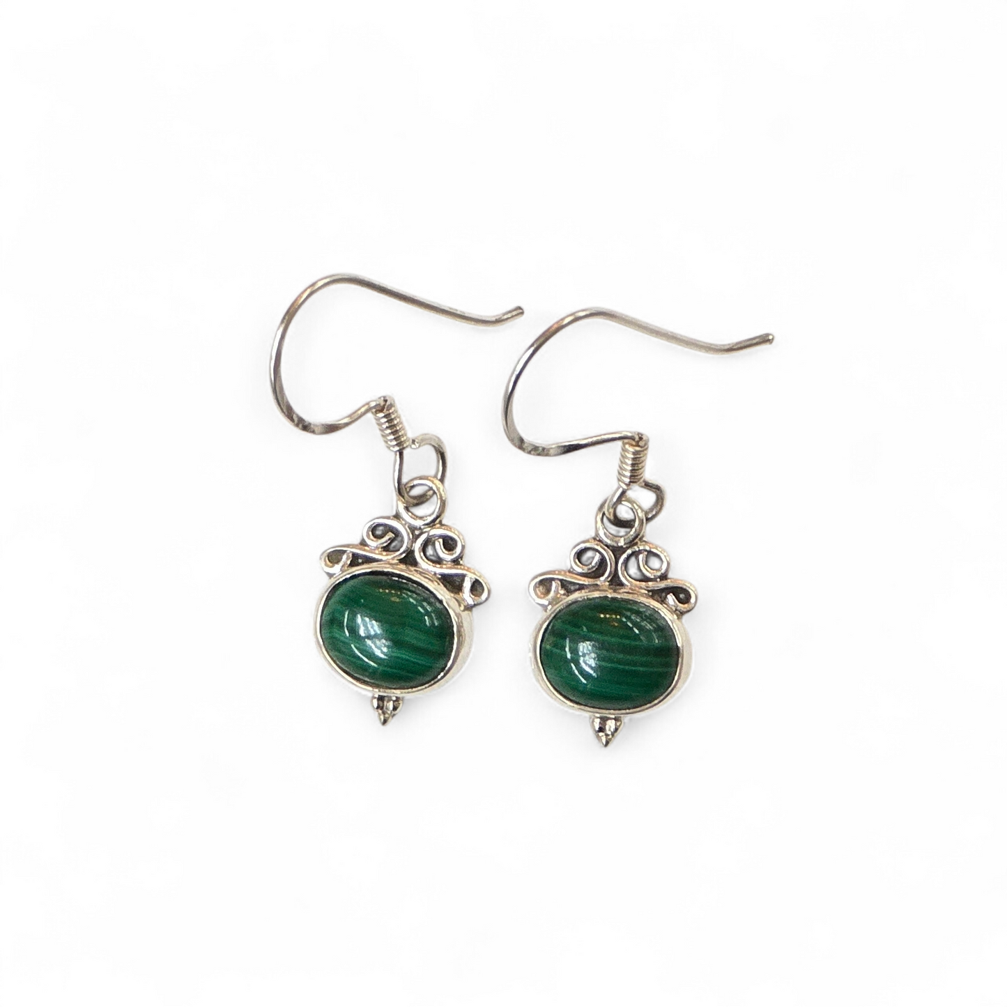 Malachite Earrings (Sterling Silver 925)