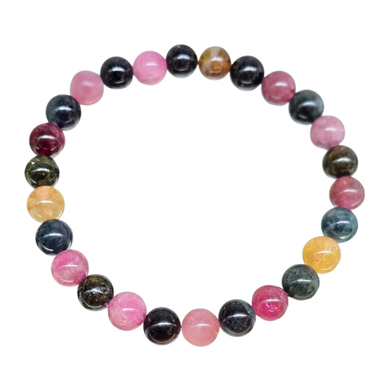 The Full Spectrum: Natural Mixed Tourmaline Bead Bracelet (8mm Beads · 16.5cm)