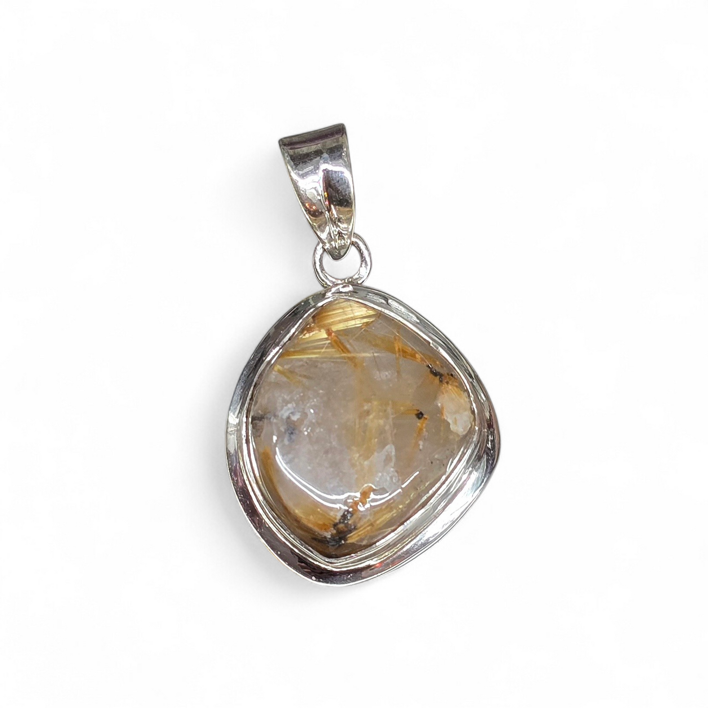 Golden Rutilated Quartz Pendant #2 (Sterling Silver 925)