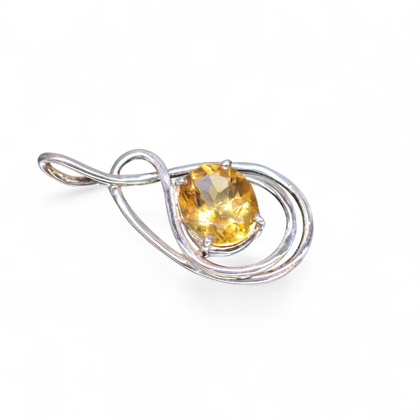 The Golden Infinity: Citrine "Flow" Pendant (Sterling Silver 925)