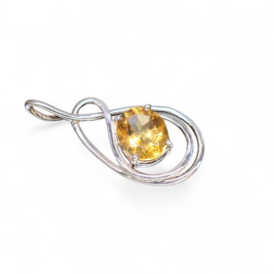The Golden Infinity: Citrine "Flow" Pendant (Sterling Silver 925)