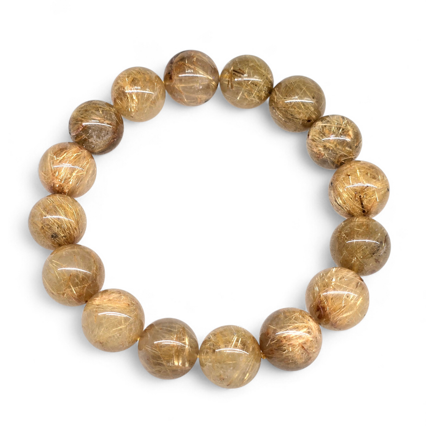 Premium Golden Rutilated Quartz Bracelet (Approx. 12mm - 20cm)