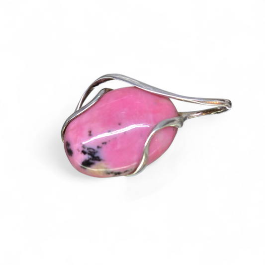 The Rosy Anchor: Organic Rhodonite "Rescue" Pendant (Sterling Silver 925)