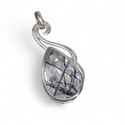 Tourmalinated Quartz Pendant Premium (Sterling Silver 925)