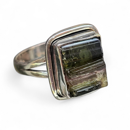 Green Tourmaline Size 10 Ring (Sterling Silver 925)