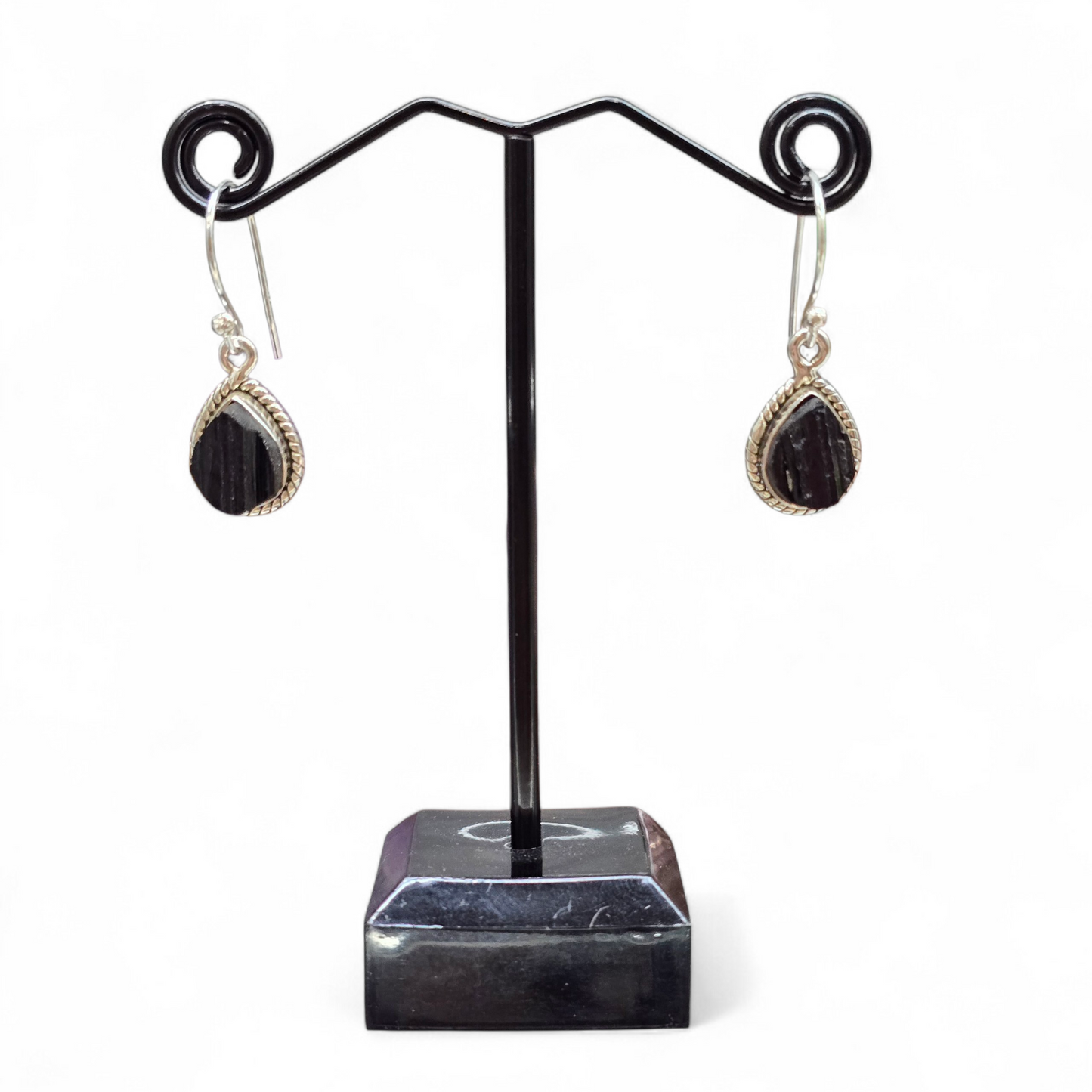 Black Tourmaline Earrings (Sterling Silver 925)