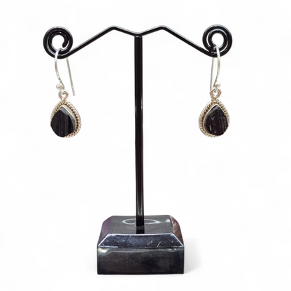 Black Tourmaline Earrings (Sterling Silver 925)