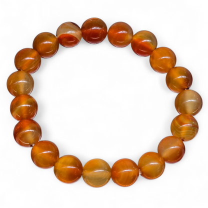 The Spark of Action: Natural Carnelian Bead Bracelet (10mm Beads · 16.5cm)