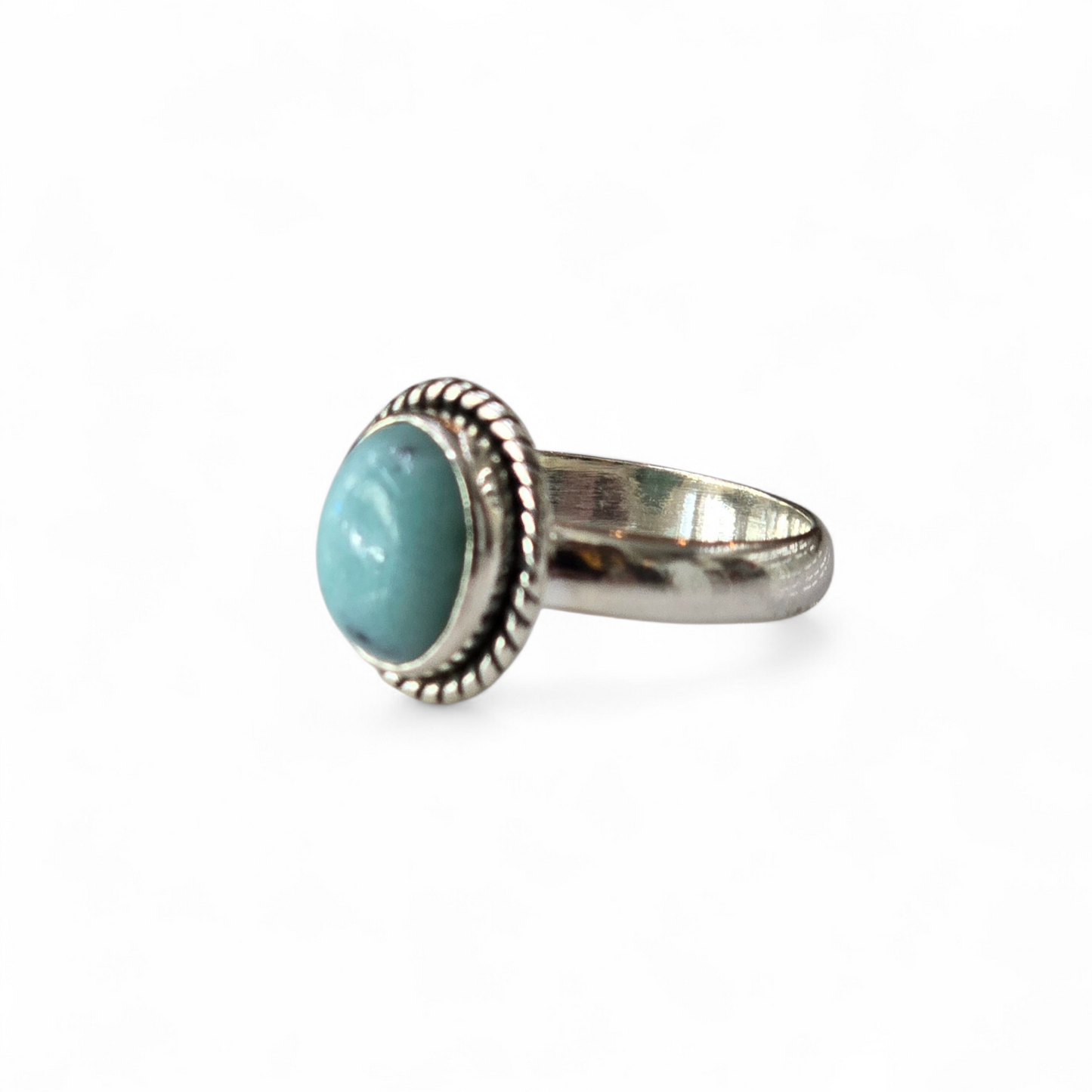 Oval Larimar Size 9 Ring #2 (Sterling Silver 925)