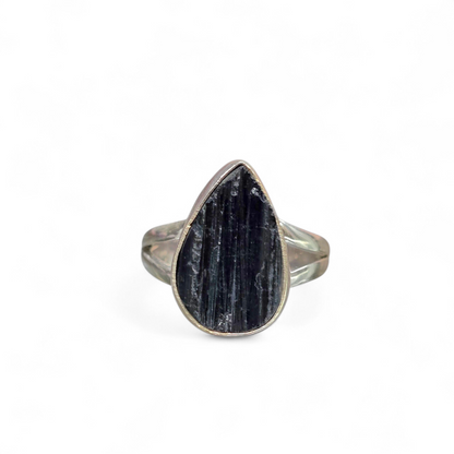 Black Tourmaline Size 6.5 Ring #1 (Sterling Silver 925)