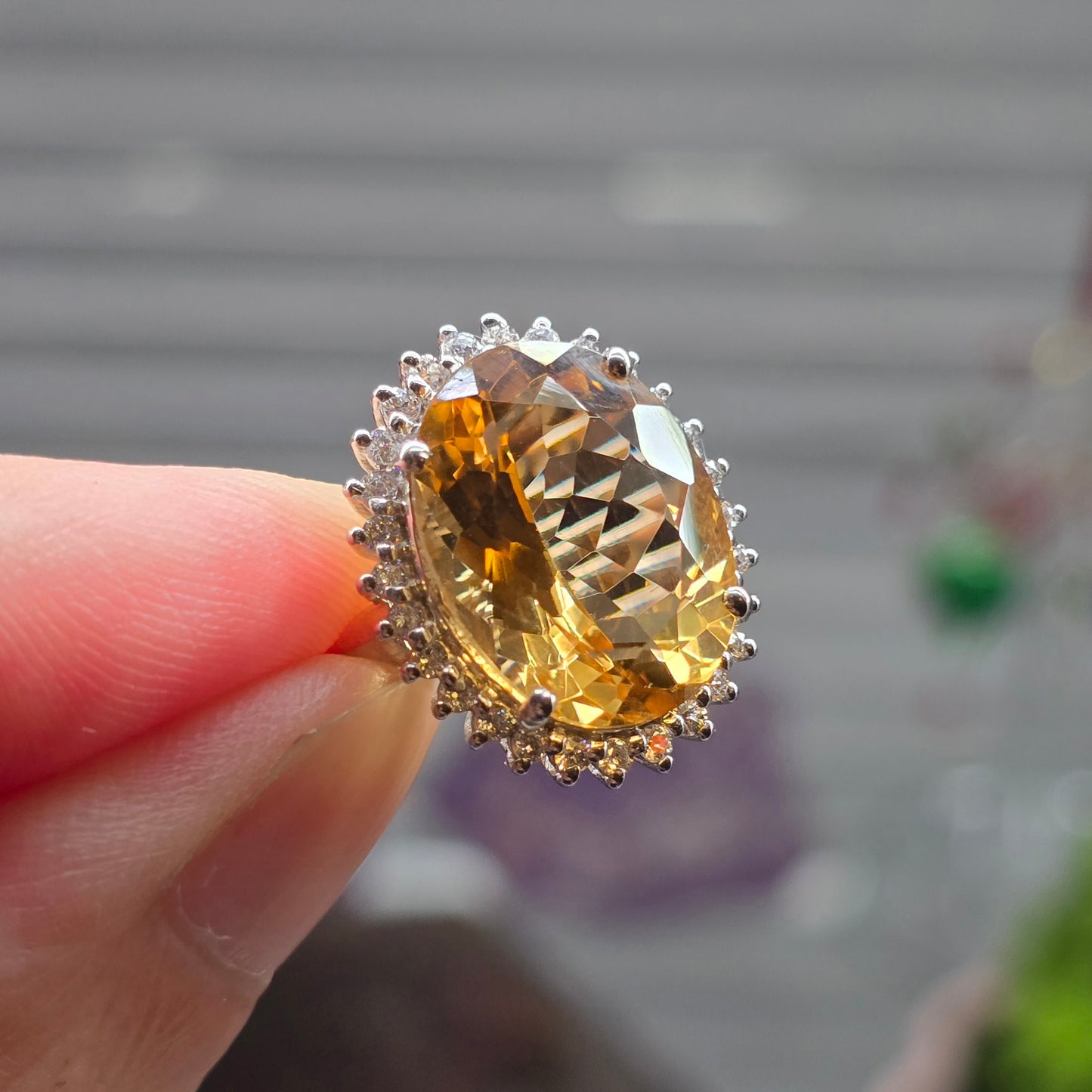 Radiate Success & Warmth: The Golden Halo Citrine Size 6 Ring Premium Grade (Sterling Silver 925)