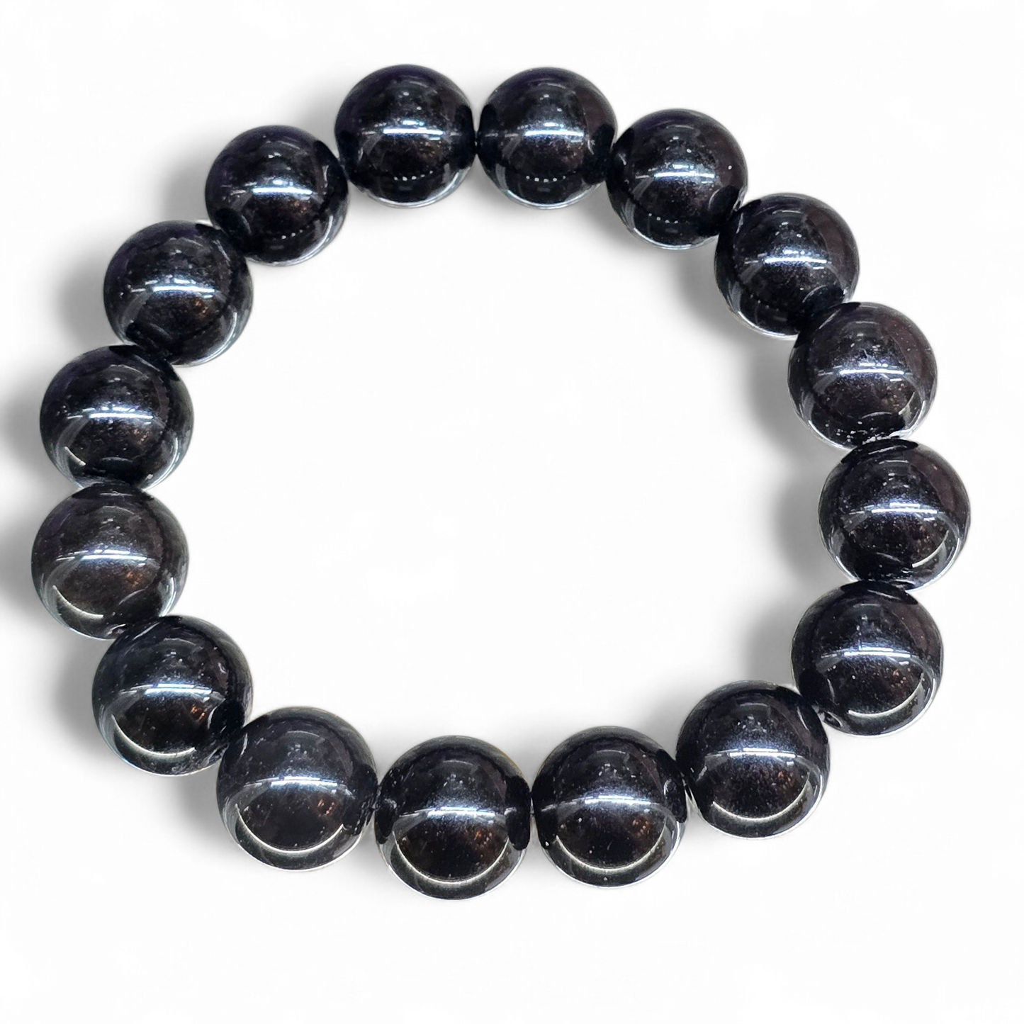 The Anchor of Strength: Natural Black Onyx Bead Bracelet (10mm Beads · 16cm)