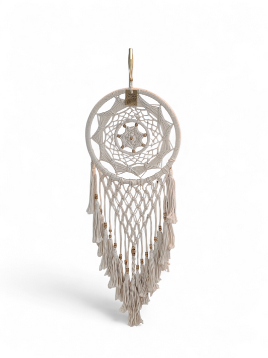 White Macramé Bohemian Dreamcatcher (Large)