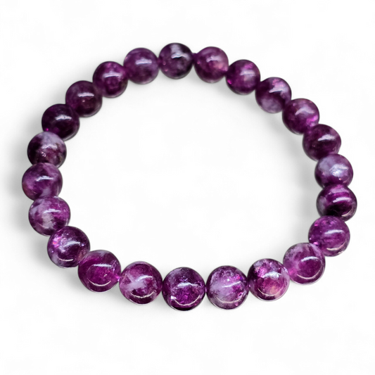 Orchid Serenity: Natural Phosphosiderite Bead Bracelet (8mm Beads · 17cm)