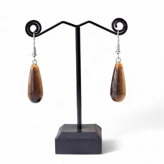 Tiger's Eye Torpedo-Shaped Earrings