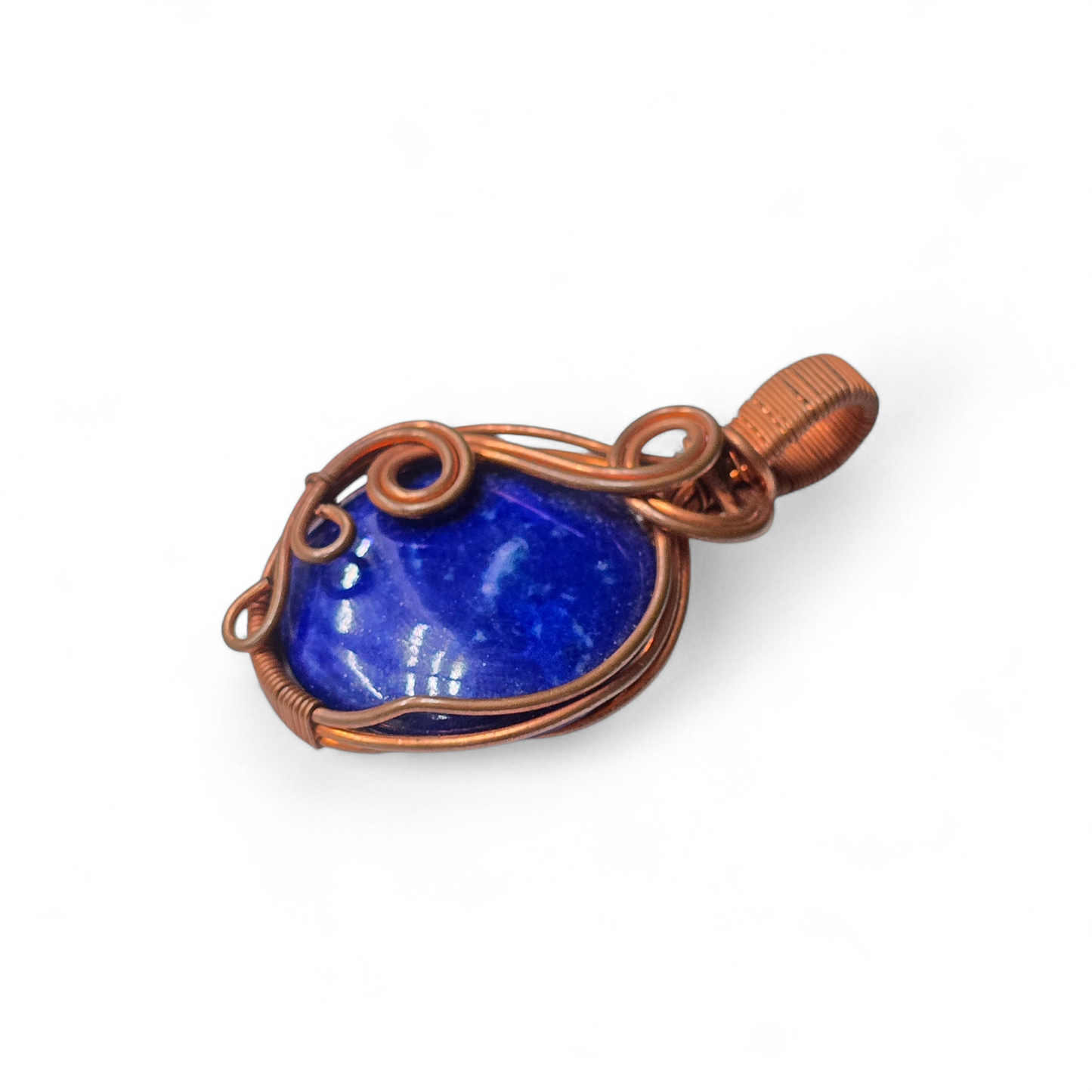 Handmade Copper-Wired Lapis Lazuli Pendant