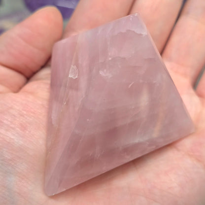 Sacred Geometry Tetrahedron (Fire Element) – Rose Quartz
