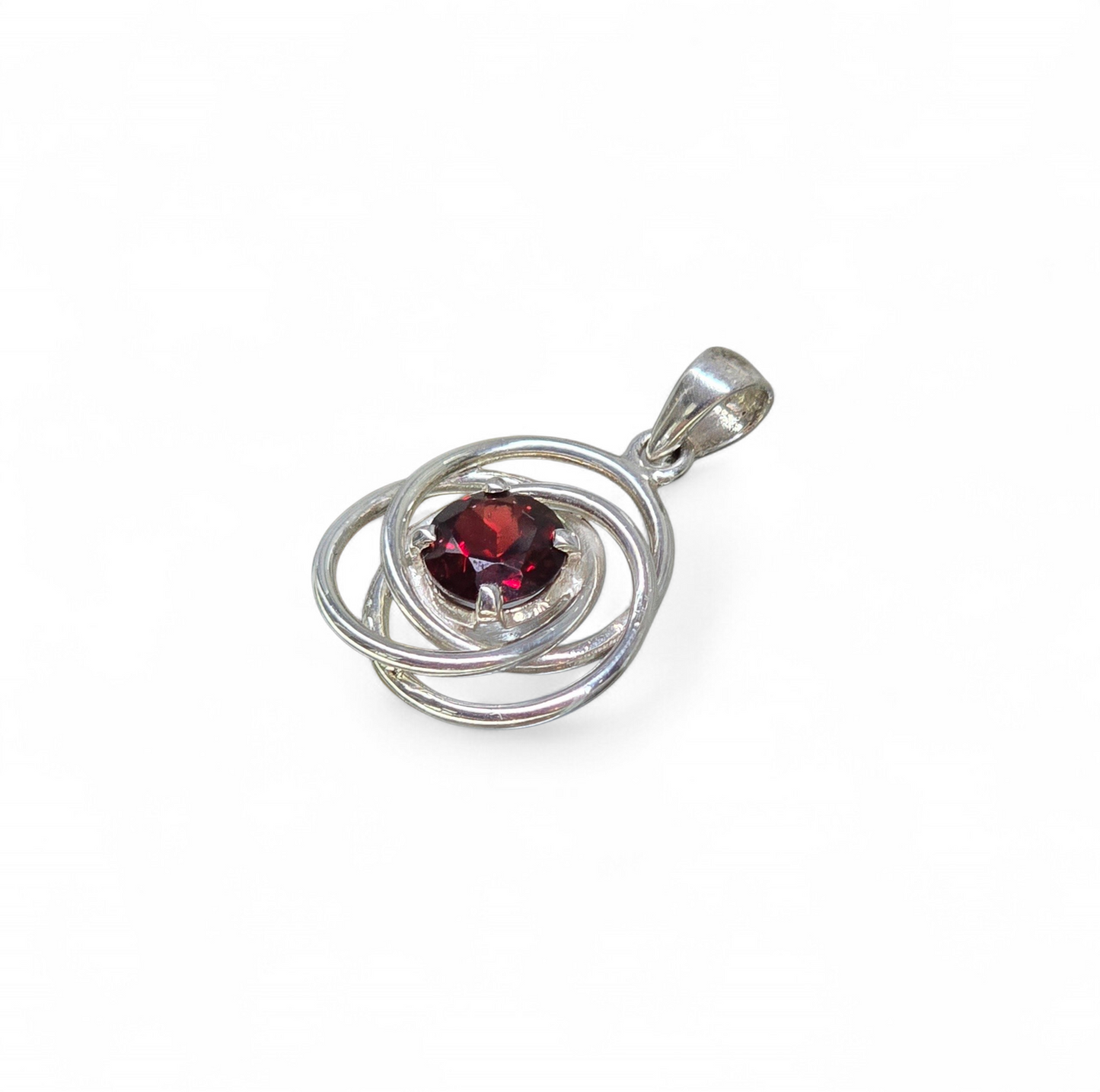 The Red Orbit: Garnet "Vitality" Vortex Pendant (Sterling Silver 925)