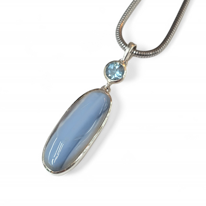 Owyhee Blue Opal with Blue Topaz Pendant (Sterling Silver 925)