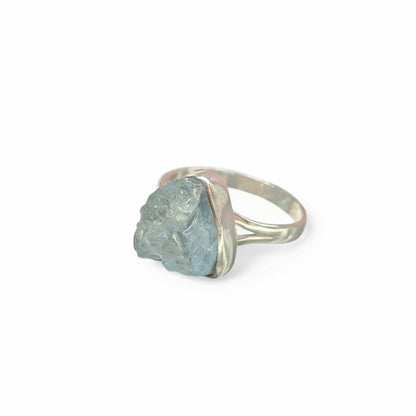Raw Aquamarine Size 11 Ring (Sterling Silver 925)
