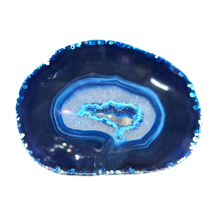 The Ocean’s Echo: Vibrant Blue Agate Geode Slice #2