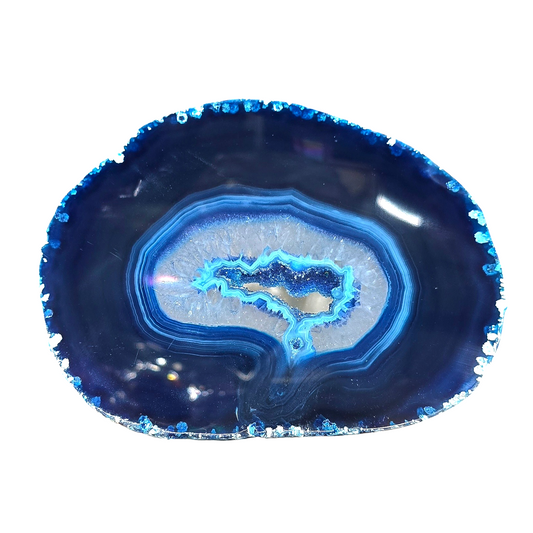 The Ocean’s Echo: Vibrant Blue Agate Geode Slice #2