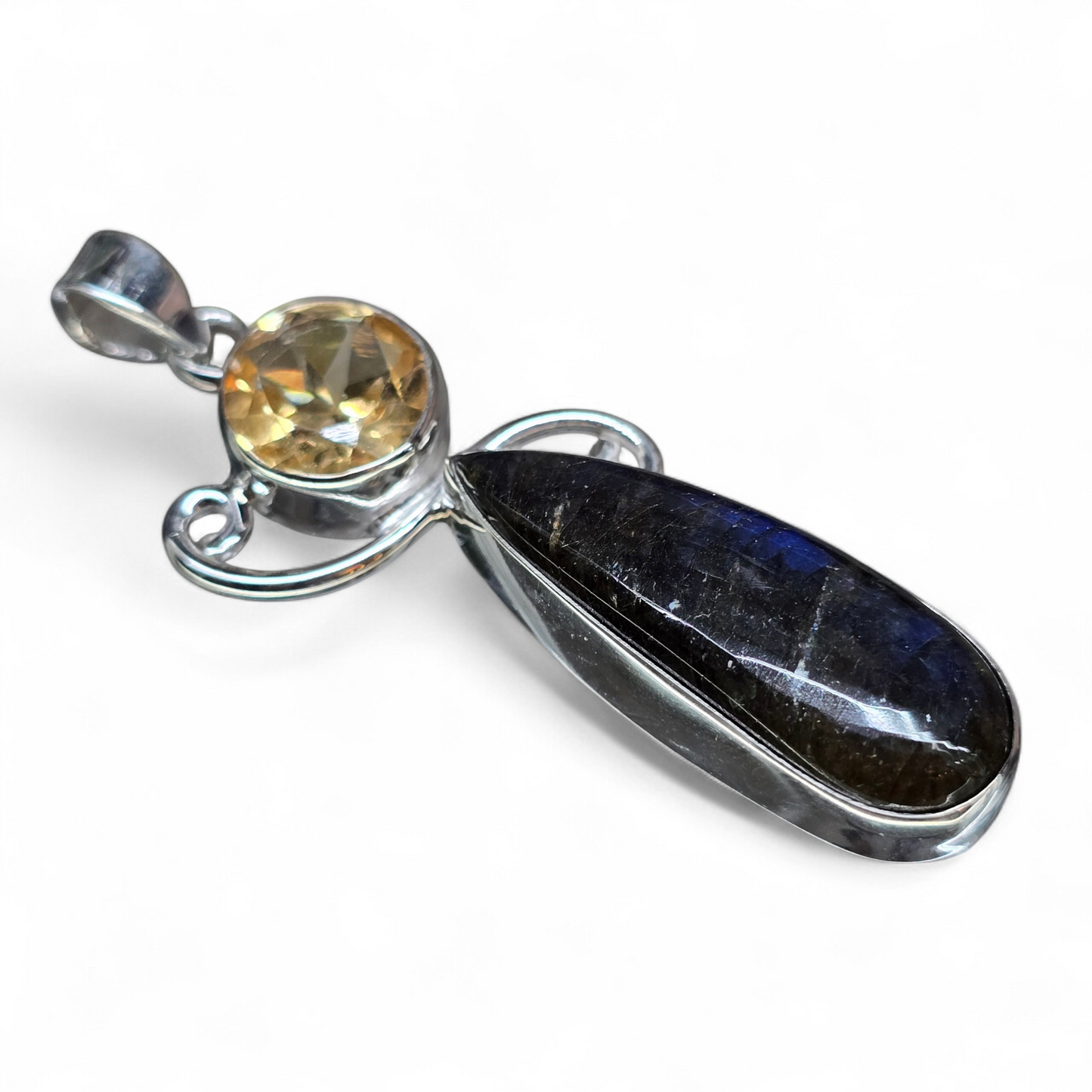 Labradorite with Citrine Pendant (Sterling Silver 925)