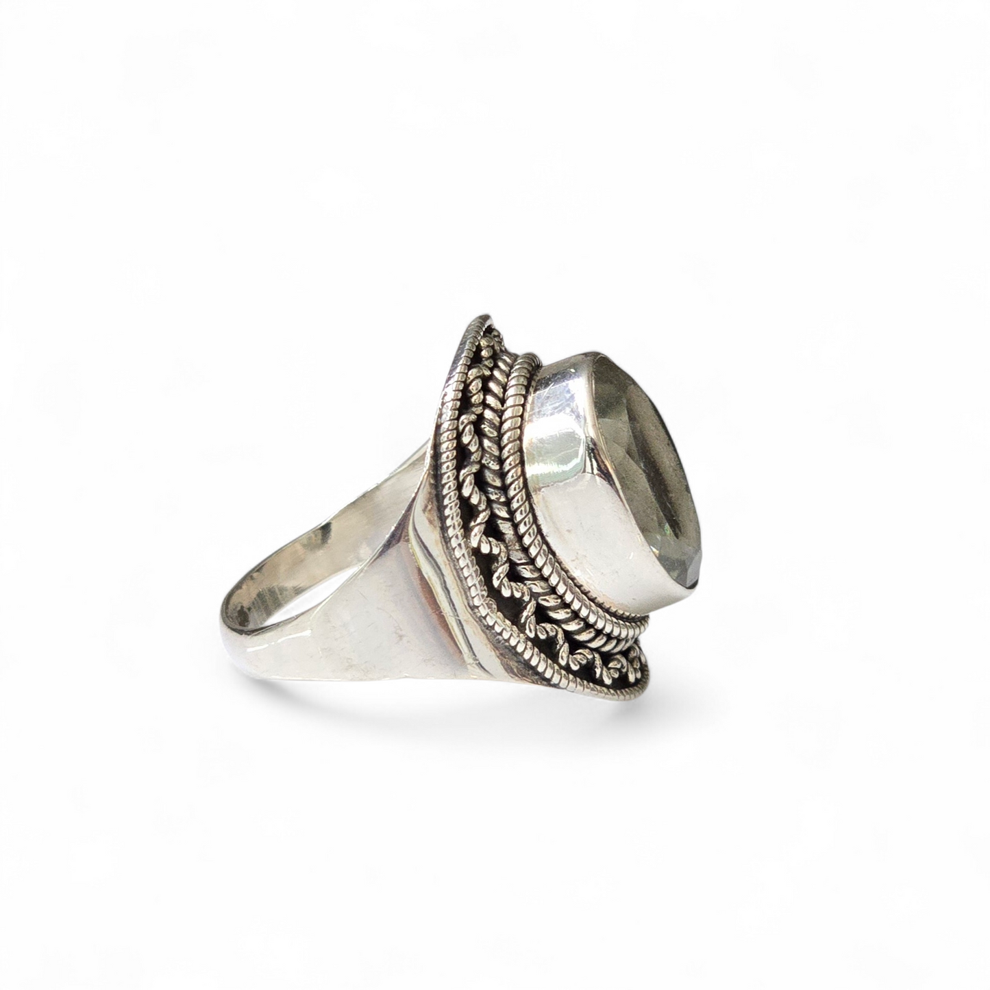 Green Amethyst Size 9 Ring (Sterling Silver 925)