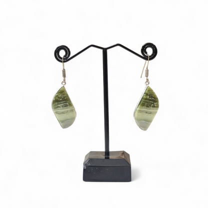 Serpentine Natural Stone Earrings (Sterling Silver 925)