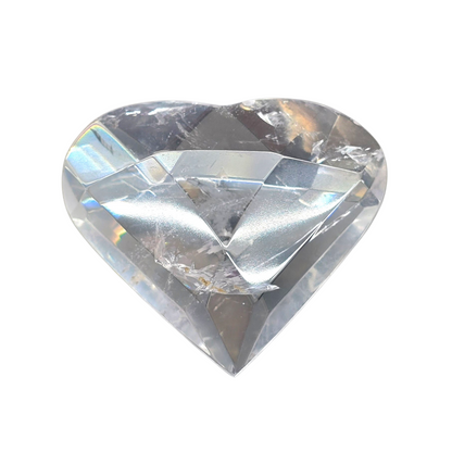 Structured Devotion: Faceted Rainbow Clear Quartz Heart