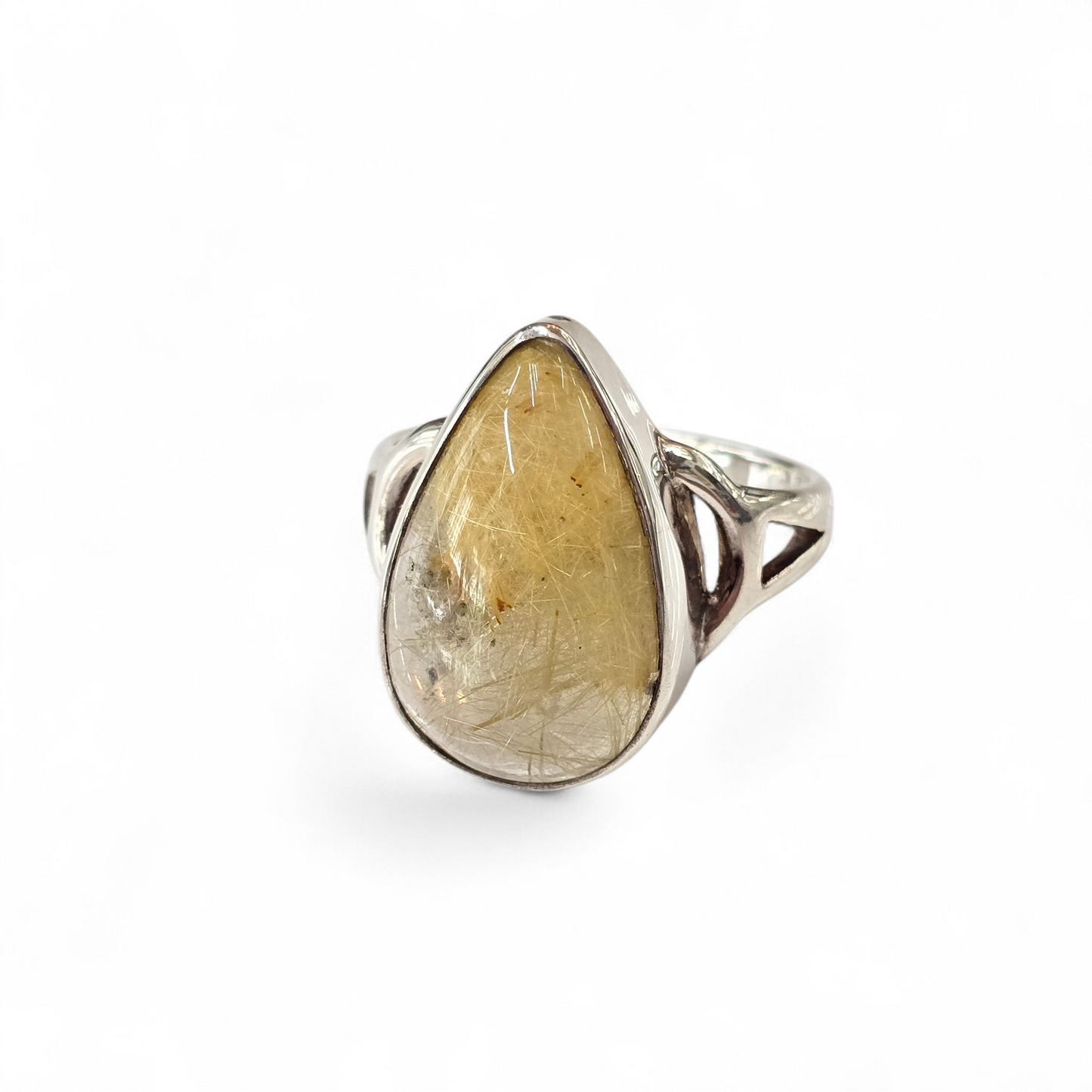 Golden Rutilated Quartz Size 9.5 Ring #2 (Sterling Silver 925)