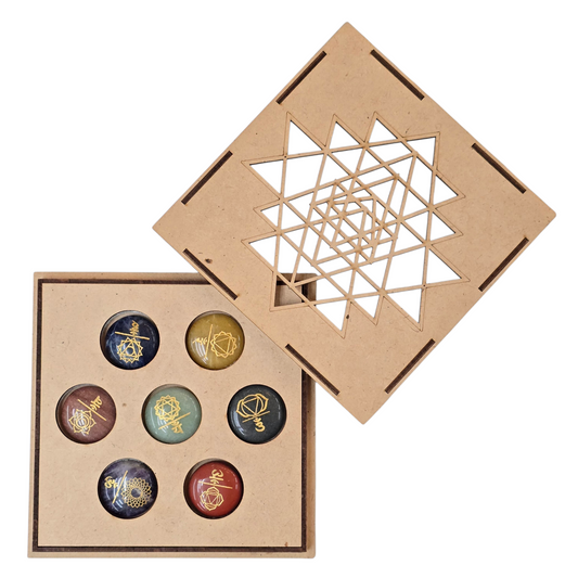 Sacred Geometry & Alignment: Sri Yantra 7 Chakra Stone Set