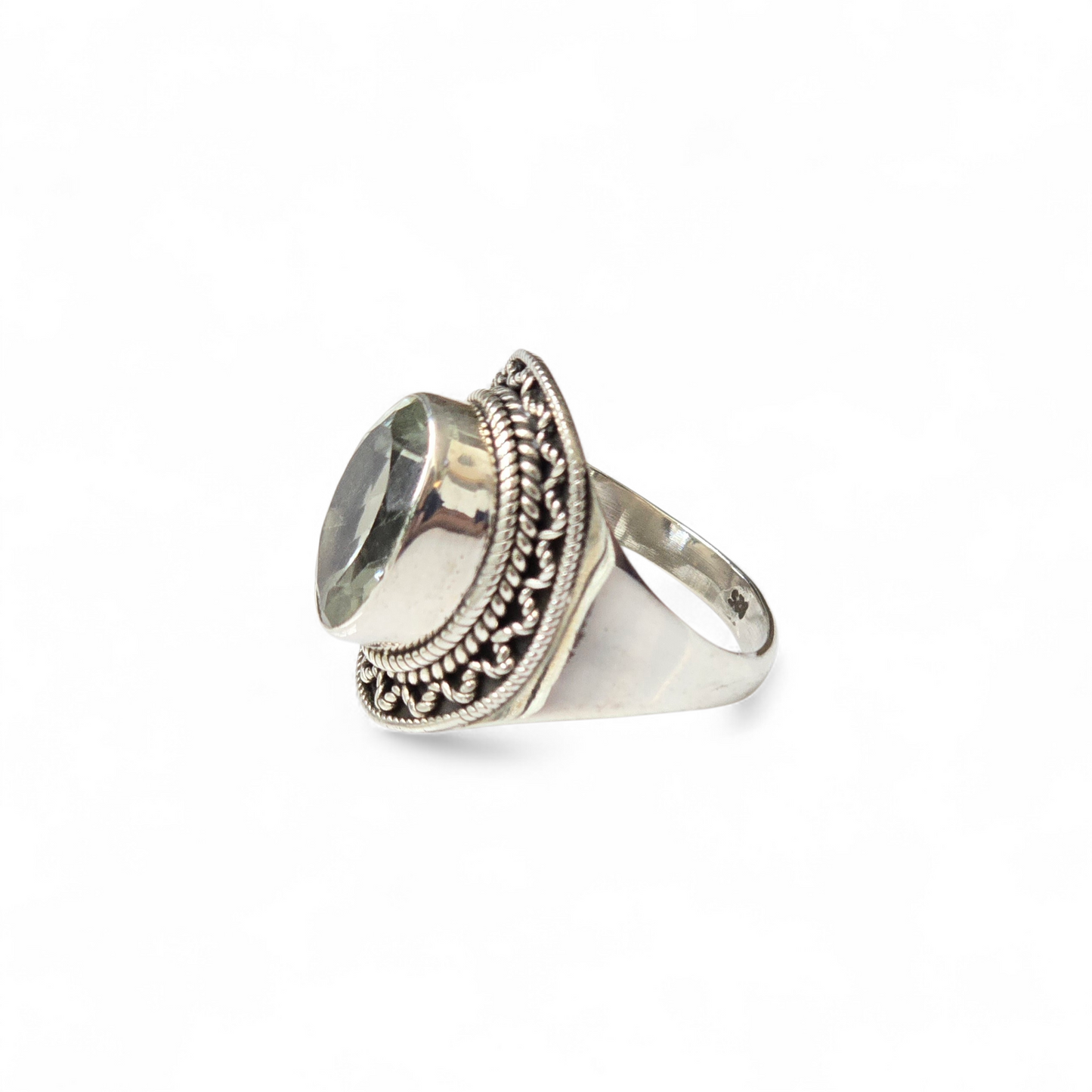 Green Amethyst Size 9 Ring (Sterling Silver 925)