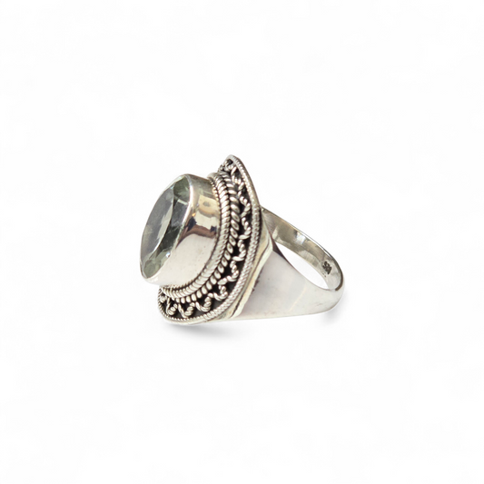 Green Amethyst Size 9 Ring (Sterling Silver 925)