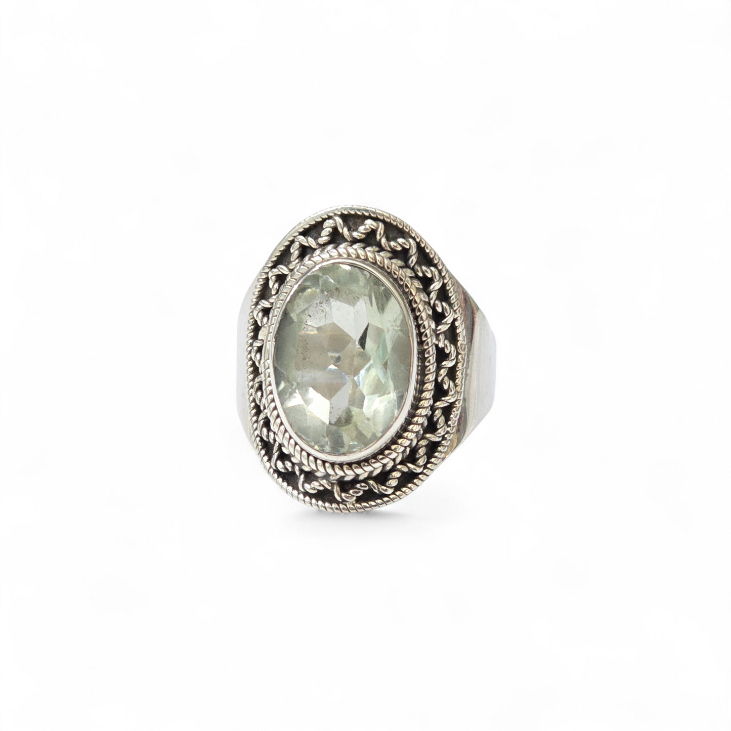 Green Amethyst Size 9 Ring (Sterling Silver 925)