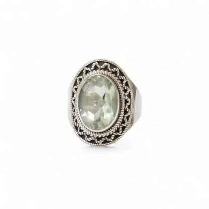 Green Amethyst Size 9 Ring (Sterling Silver 925)